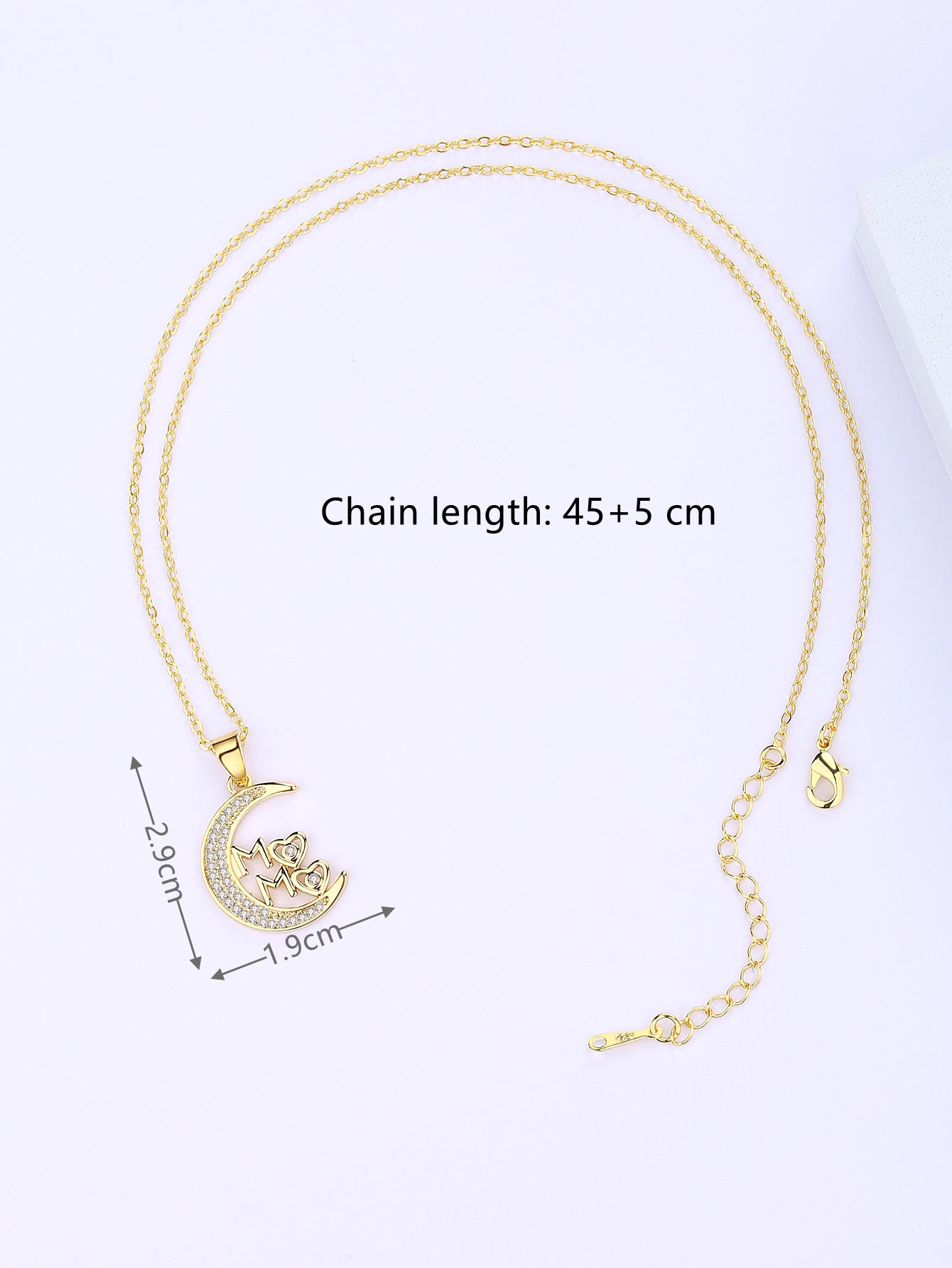 Venta al por mayor, regalo del día de la madre, collar de luna con colgante de MAMA de circón de cobre